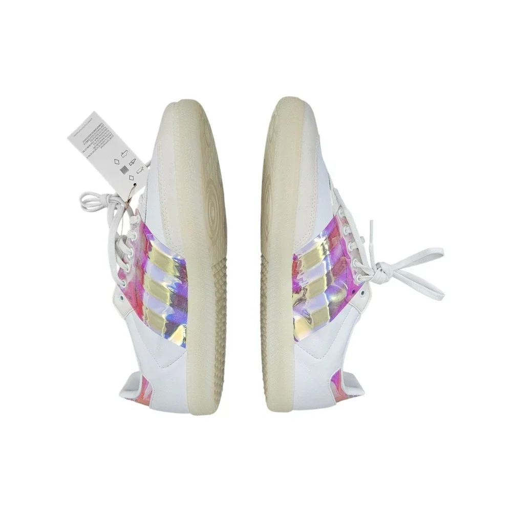 Adidas Mens Samba OG Size 10.5 White Iridescent Holographic Leather Sneakers